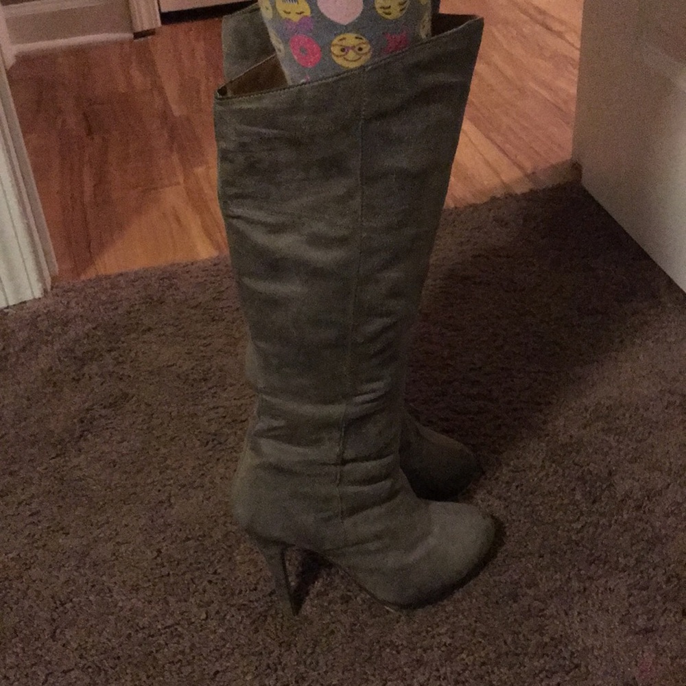 Grey over the knee grey suede boots